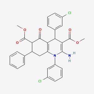 molecular formula C31H26Cl2N2O5 B4305636 DIMETHYL 2-AMINO-1,4-BIS(3-CHLOROPHENYL)-5-OXO-7-PHENYL-1,4,5,6,7,8-HEXAHYDRO-3,6-QUINOLINEDICARBOXYLATE 