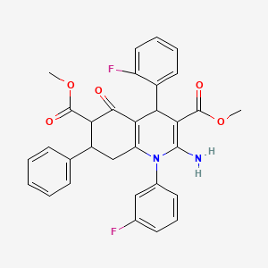 molecular formula C31H26F2N2O5 B4305646 DIMETHYL 2-AMINO-4-(2-FLUOROPHENYL)-1-(3-FLUOROPHENYL)-5-OXO-7-PHENYL-1,4,5,6,7,8-HEXAHYDRO-3,6-QUINOLINEDICARBOXYLATE 