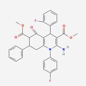 molecular formula C31H26F2N2O5 B4305649 DIMETHYL 2-AMINO-4-(2-FLUOROPHENYL)-1-(4-FLUOROPHENYL)-5-OXO-7-PHENYL-1,4,5,6,7,8-HEXAHYDRO-3,6-QUINOLINEDICARBOXYLATE 