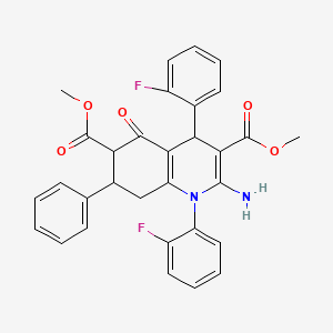 molecular formula C31H26F2N2O5 B4305650 DIMETHYL 2-AMINO-1,4-BIS(2-FLUOROPHENYL)-5-OXO-7-PHENYL-1,4,5,6,7,8-HEXAHYDRO-3,6-QUINOLINEDICARBOXYLATE 
