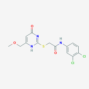 molecular formula C14H13Cl2N3O3S B430578 N-(3,4-dichlorophenyl)-2-{[4-hydroxy-6-(methoxymethyl)pyrimidin-2-yl]sulfanyl}acetamide CAS No. 351164-03-9
