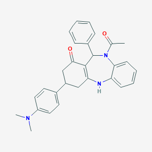 molecular formula C29H29N3O2 B430583 5-acetyl-9-(4-dimethylaminophenyl)-6-phenyl-8,9,10,11-tetrahydro-6H-benzo[b][1,4]benzodiazepin-7-one CAS No. 351164-85-7