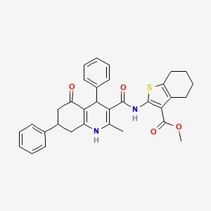molecular formula C33H32N2O4S B4305835 METHYL 2-{[(2-METHYL-5-OXO-4,7-DIPHENYL-1,4,5,6,7,8-HEXAHYDRO-3-QUINOLINYL)CARBONYL]AMINO}-4,5,6,7-TETRAHYDRO-1-BENZOTHIOPHENE-3-CARBOXYLATE 