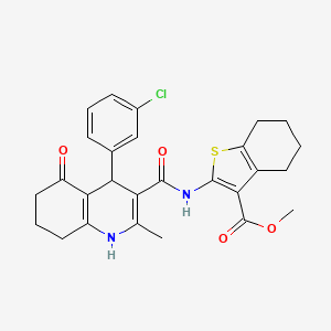 molecular formula C27H27ClN2O4S B4305839 METHYL 2-({[4-(3-CHLOROPHENYL)-2-METHYL-5-OXO-1,4,5,6,7,8-HEXAHYDRO-3-QUINOLINYL]CARBONYL}AMINO)-4,5,6,7-TETRAHYDRO-1-BENZOTHIOPHENE-3-CARBOXYLATE 