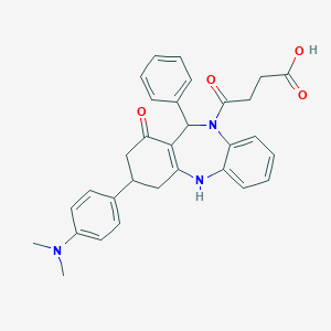 molecular formula C31H31N3O4 B430586 4-{3-[4-(dimethylamino)phenyl]-1-oxo-11-phenyl-1,2,3,4,5,11-hexahydro-10H-dibenzo[b,e][1,4]diazepin-10-yl}-4-oxobutanoic acid 