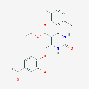 molecular formula C24H26N2O6 B4305890 ETHYL 4-(2,5-DIMETHYLPHENYL)-6-[(4-FORMYL-2-METHOXYPHENOXY)METHYL]-2-OXO-1,2,3,4-TETRAHYDRO-5-PYRIMIDINECARBOXYLATE 