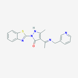 1-(1,3-benzothiazol-2-yl)-3-methyl-4-[(1Z)-N-(pyridin-3-ylmethyl)ethanimidoyl]-1H-pyrazol-5-ol
