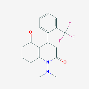 molecular formula C18H19F3N2O2 B4306007 1-(DIMETHYLAMINO)-4-[2-(TRIFLUOROMETHYL)PHENYL]-4,6,7,8-TETRAHYDRO-2,5(1H,3H)-QUINOLINEDIONE 