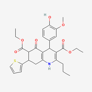 molecular formula C29H33NO7S B4306073 DIETHYL 4-(4-HYDROXY-3-METHOXYPHENYL)-5-OXO-2-PROPYL-7-(2-THIENYL)-1,4,5,6,7,8-HEXAHYDRO-3,6-QUINOLINEDICARBOXYLATE 