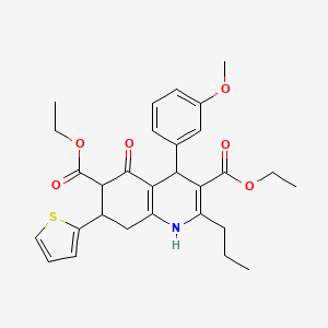 molecular formula C29H33NO6S B4306078 DIETHYL 4-(3-METHOXYPHENYL)-5-OXO-2-PROPYL-7-(2-THIENYL)-1,4,5,6,7,8-HEXAHYDRO-3,6-QUINOLINEDICARBOXYLATE 
