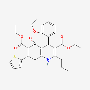 molecular formula C30H35NO6S B4306086 DIETHYL 4-(2-ETHOXYPHENYL)-5-OXO-2-PROPYL-7-(2-THIENYL)-1,4,5,6,7,8-HEXAHYDRO-3,6-QUINOLINEDICARBOXYLATE 