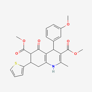 molecular formula C25H25NO6S B4306121 DIMETHYL 4-(3-METHOXYPHENYL)-2-METHYL-5-OXO-7-(2-THIENYL)-1,4,5,6,7,8-HEXAHYDRO-3,6-QUINOLINEDICARBOXYLATE 