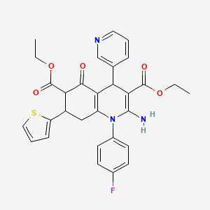 molecular formula C30H28FN3O5S B4306124 DIETHYL 2-AMINO-1-(4-FLUOROPHENYL)-5-OXO-4-(3-PYRIDYL)-7-(2-THIENYL)-1,4,5,6,7,8-HEXAHYDRO-3,6-QUINOLINEDICARBOXYLATE 