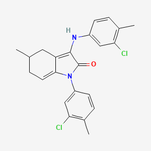 molecular formula C23H22Cl2N2O B4306255 3-(3-CHLORO-4-METHYLANILINO)-1-(3-CHLORO-4-METHYLPHENYL)-5-METHYL-1,4,5,6-TETRAHYDRO-2H-INDOL-2-ONE 
