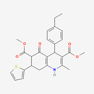 molecular formula C26H27NO5S B4306270 DIMETHYL 4-(4-ETHYLPHENYL)-2-METHYL-5-OXO-7-(2-THIENYL)-1,4,5,6,7,8-HEXAHYDRO-3,6-QUINOLINEDICARBOXYLATE 