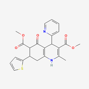 molecular formula C23H22N2O5S B4306281 DIMETHYL 2-METHYL-5-OXO-4-(2-PYRIDYL)-7-(2-THIENYL)-1,4,5,6,7,8-HEXAHYDRO-3,6-QUINOLINEDICARBOXYLATE 
