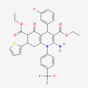 molecular formula C32H28F4N2O5S B4306304 DIETHYL 2-AMINO-4-(3-FLUOROPHENYL)-5-OXO-7-(2-THIENYL)-1-[4-(TRIFLUOROMETHYL)PHENYL]-1,4,5,6,7,8-HEXAHYDRO-3,6-QUINOLINEDICARBOXYLATE 