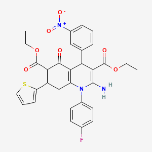 molecular formula C31H28FN3O7S B4306307 DIETHYL 2-AMINO-1-(4-FLUOROPHENYL)-4-(3-NITROPHENYL)-5-OXO-7-(2-THIENYL)-1,4,5,6,7,8-HEXAHYDRO-3,6-QUINOLINEDICARBOXYLATE 