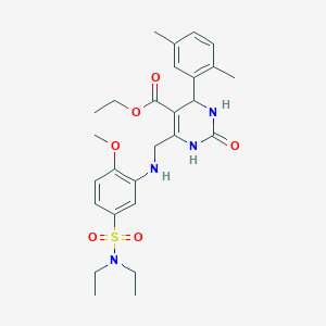 molecular formula C27H36N4O6S B4306345 ETHYL 6-({5-[(DIETHYLAMINO)SULFONYL]-2-METHOXYANILINO}METHYL)-4-(2,5-DIMETHYLPHENYL)-2-OXO-1,2,3,4-TETRAHYDRO-5-PYRIMIDINECARBOXYLATE 