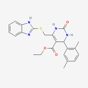 molecular formula C23H24N4O3S B4306361 ETHYL 6-[(1H-1,3-BENZODIAZOL-2-YLSULFANYL)METHYL]-4-(2,5-DIMETHYLPHENYL)-2-OXO-1,2,3,4-TETRAHYDROPYRIMIDINE-5-CARBOXYLATE 