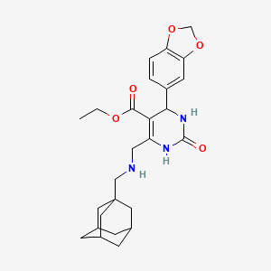 molecular formula C26H33N3O5 B4306384 ETHYL 6-({[(ADAMANTAN-1-YL)METHYL]AMINO}METHYL)-4-(2H-1,3-BENZODIOXOL-5-YL)-2-OXO-1,2,3,4-TETRAHYDROPYRIMIDINE-5-CARBOXYLATE 