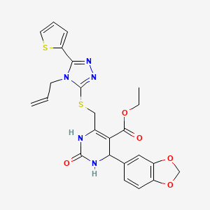molecular formula C24H23N5O5S2 B4306393 ETHYL 6-({[4-ALLYL-5-(2-THIENYL)-4H-1,2,4-TRIAZOL-3-YL]SULFANYL}METHYL)-4-(1,3-BENZODIOXOL-5-YL)-2-OXO-1,2,3,4-TETRAHYDRO-5-PYRIMIDINECARBOXYLATE 