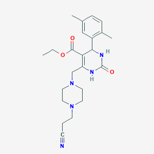 molecular formula C23H31N5O3 B4306399 ETHYL 6-{[4-(2-CYANOETHYL)PIPERAZINO]METHYL}-4-(2,5-DIMETHYLPHENYL)-2-OXO-1,2,3,4-TETRAHYDRO-5-PYRIMIDINECARBOXYLATE 