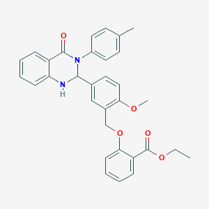 Ethyl 2-[[2-methoxy-5-[3-(4-methylphenyl)-4-oxo-1,2-dihydroquinazolin-2-yl]phenyl]methoxy]benzoate
