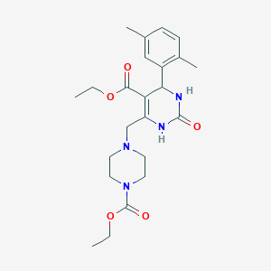 molecular formula C23H32N4O5 B4306422 ETHYL 4-(2,5-DIMETHYLPHENYL)-6-{[4-(ETHOXYCARBONYL)PIPERAZINO]METHYL}-2-OXO-1,2,3,4-TETRAHYDRO-5-PYRIMIDINECARBOXYLATE 