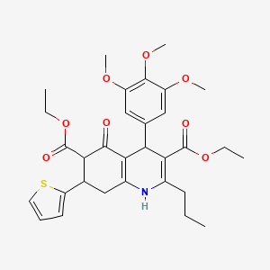 molecular formula C31H37NO8S B4306577 DIETHYL 5-OXO-2-PROPYL-7-(2-THIENYL)-4-(3,4,5-TRIMETHOXYPHENYL)-1,4,5,6,7,8-HEXAHYDRO-3,6-QUINOLINEDICARBOXYLATE 