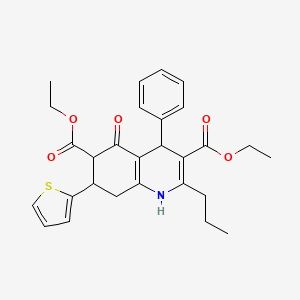molecular formula C28H31NO5S B4306585 DIETHYL 5-OXO-4-PHENYL-2-PROPYL-7-(2-THIENYL)-1,4,5,6,7,8-HEXAHYDRO-3,6-QUINOLINEDICARBOXYLATE 