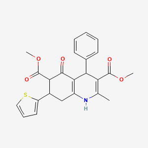 molecular formula C24H23NO5S B4306603 DIMETHYL 2-METHYL-5-OXO-4-PHENYL-7-(2-THIENYL)-1,4,5,6,7,8-HEXAHYDRO-3,6-QUINOLINEDICARBOXYLATE 