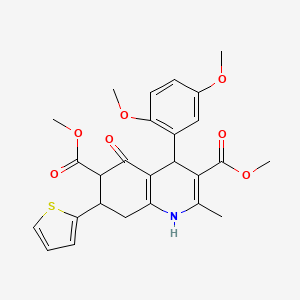 molecular formula C26H27NO7S B4306612 DIMETHYL 4-(2,5-DIMETHOXYPHENYL)-2-METHYL-5-OXO-7-(2-THIENYL)-1,4,5,6,7,8-HEXAHYDRO-3,6-QUINOLINEDICARBOXYLATE 