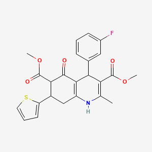 molecular formula C24H22FNO5S B4306621 DIMETHYL 4-(3-FLUOROPHENYL)-2-METHYL-5-OXO-7-(2-THIENYL)-1,4,5,6,7,8-HEXAHYDRO-3,6-QUINOLINEDICARBOXYLATE 