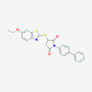 1-(Biphenyl-4-yl)-3-[(6-ethoxy-1,3-benzothiazol-2-yl)sulfanyl]pyrrolidine-2,5-dione