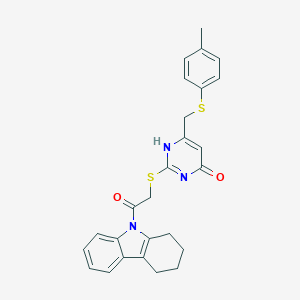 6-[(4-methylphenyl)sulfanylmethyl]-2-[2-oxo-2-(1,2,3,4-tetrahydrocarbazol-9-yl)ethyl]sulfanyl-1H-pyrimidin-4-one
