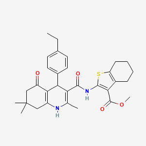 molecular formula C31H36N2O4S B4306697 METHYL 2-({[4-(4-ETHYLPHENYL)-2,7,7-TRIMETHYL-5-OXO-1,4,5,6,7,8-HEXAHYDRO-3-QUINOLINYL]CARBONYL}AMINO)-4,5,6,7-TETRAHYDRO-1-BENZOTHIOPHENE-3-CARBOXYLATE 