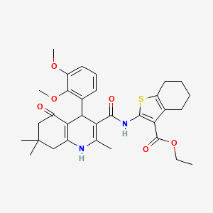 molecular formula C32H38N2O6S B4306698 ETHYL 2-({[4-(2,3-DIMETHOXYPHENYL)-2,7,7-TRIMETHYL-5-OXO-1,4,5,6,7,8-HEXAHYDRO-3-QUINOLINYL]CARBONYL}AMINO)-4,5,6,7-TETRAHYDRO-1-BENZOTHIOPHENE-3-CARBOXYLATE 