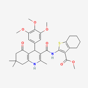 molecular formula C32H38N2O7S B4306705 METHYL 2-({[2,7,7-TRIMETHYL-5-OXO-4-(3,4,5-TRIMETHOXYPHENYL)-1,4,5,6,7,8-HEXAHYDRO-3-QUINOLINYL]CARBONYL}AMINO)-4,5,6,7-TETRAHYDRO-1-BENZOTHIOPHENE-3-CARBOXYLATE 