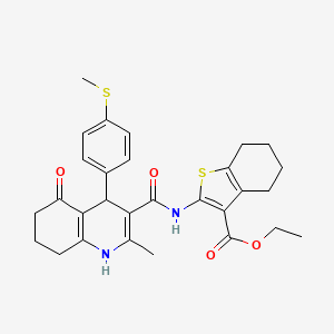 molecular formula C29H32N2O4S2 B4306709 ETHYL 2-[({2-METHYL-4-[4-(METHYLSULFANYL)PHENYL]-5-OXO-1,4,5,6,7,8-HEXAHYDRO-3-QUINOLINYL}CARBONYL)AMINO]-4,5,6,7-TETRAHYDRO-1-BENZOTHIOPHENE-3-CARBOXYLATE 