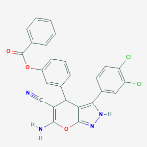3-[6-Amino-5-cyano-3-(3,4-dichlorophenyl)-1,4-dihydropyrano[2,3-c]pyrazol-4-yl]phenyl benzoate