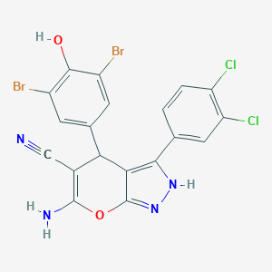 6-Amino-4-(3,5-dibromo-4-hydroxyphenyl)-3-(3,4-dichlorophenyl)-1,4-dihydropyrano[2,3-c]pyrazole-5-carbonitrile