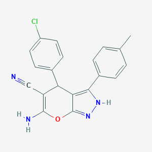6-Amino-4-(4-chlorophenyl)-3-(4-methylphenyl)-1,4-dihydropyrano[2,3-c]pyrazole-5-carbonitrile