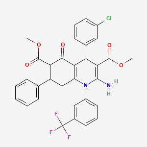 molecular formula C32H26ClF3N2O5 B4306827 DIMETHYL 2-AMINO-4-(3-CHLOROPHENYL)-5-OXO-7-PHENYL-1-[3-(TRIFLUOROMETHYL)PHENYL]-1,4,5,6,7,8-HEXAHYDRO-3,6-QUINOLINEDICARBOXYLATE 