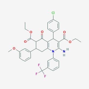 molecular formula C35H32ClF3N2O6 B4306851 DIETHYL 2-AMINO-4-(4-CHLOROPHENYL)-7-(3-METHOXYPHENYL)-5-OXO-1-[3-(TRIFLUOROMETHYL)PHENYL]-1,4,5,6,7,8-HEXAHYDRO-3,6-QUINOLINEDICARBOXYLATE 