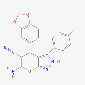 6-Amino-4-(1,3-benzodioxol-5-yl)-3-(4-methylphenyl)-1,4-dihydropyrano[2,3-c]pyrazole-5-carbonitrile