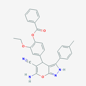 4-[6-Amino-5-cyano-3-(4-methylphenyl)-1,4-dihydropyrano[2,3-c]pyrazol-4-yl]-2-ethoxyphenyl benzoate