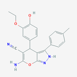 6-Amino-4-(3-ethoxy-4-hydroxyphenyl)-3-(4-methylphenyl)-1,4-dihydropyrano[2,3-c]pyrazole-5-carbonitrile
