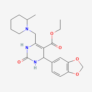 molecular formula C21H27N3O5 B4306977 ETHYL 4-(1,3-BENZODIOXOL-5-YL)-6-[(2-METHYLPIPERIDINO)METHYL]-2-OXO-1,2,3,4-TETRAHYDRO-5-PYRIMIDINECARBOXYLATE 
