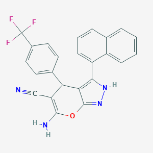 6-Amino-3-(1-naphthyl)-4-[4-(trifluoromethyl)phenyl]-1,4-dihydropyrano[2,3-c]pyrazole-5-carbonitrile